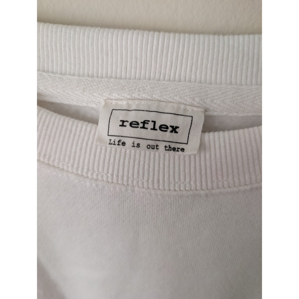Reflex Women's S White Fleece Pullover Crewneck Sweatshirt Pink Bow Embroidered - Picture 2 of 7